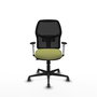 Silla Alfera Silla estática de oficina, escritorio elevable, y con respaldo fijo, apoyo lumbar regulable, brazos blancos y mecanismo Sincro/Traslack