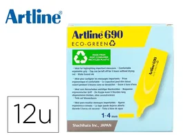 Artline Rotulador Fluorescente EK-690 Eco Green Punta Biselada 1-4 mm Amarillo