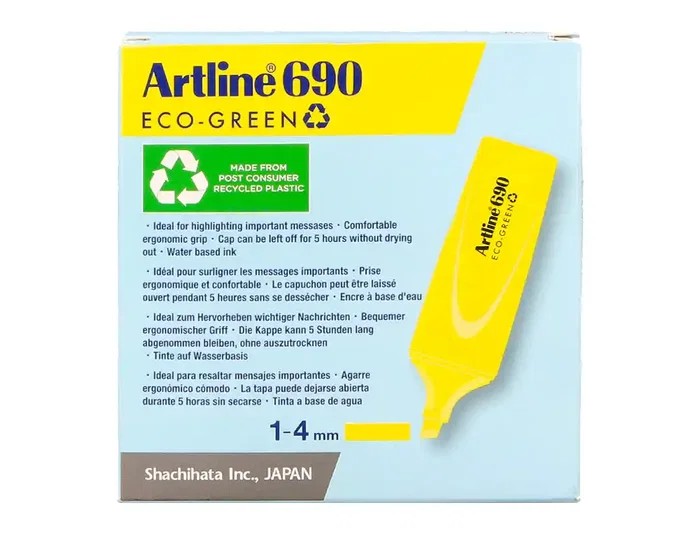 Artline Rotulador Fluorescente EK-690 Eco Green Amarillo
