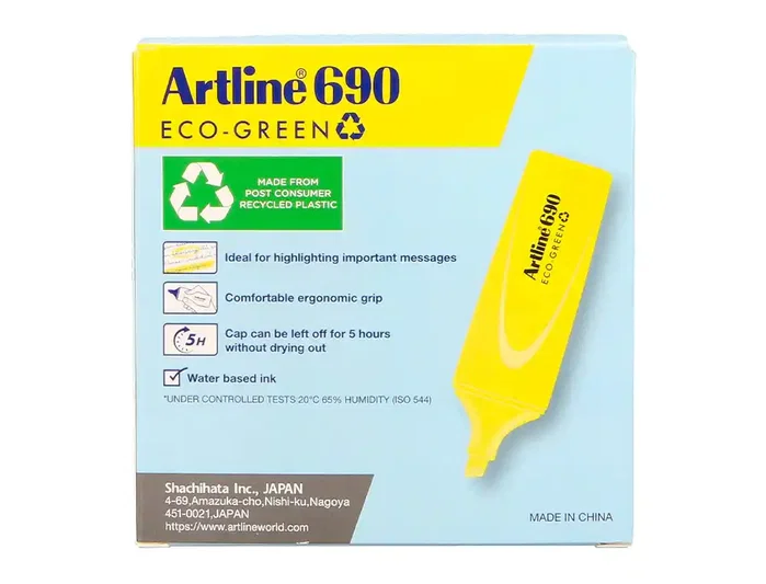 Artline Rotulador Fluorescente EK-690 Eco Green Amarillo