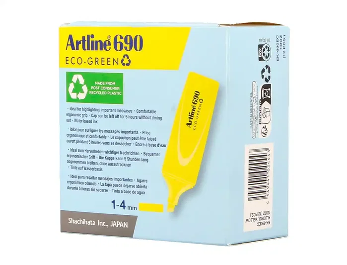 Artline Rotulador Fluorescente EK-690 Eco Green Amarillo