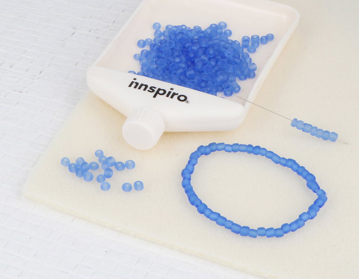 Innspiro Rocalla de Vidrio Redonda Glaseado Azul Claro 3,8mm 500g