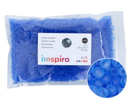 Innspiro Rocalla de Vidrio Redonda Glaseado Azul Claro 3,8mm 500g