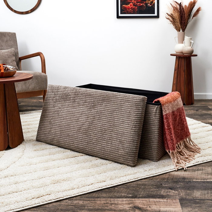 Home Deco Factory Puf Plegable Scott Taupé Colección Cocooning 76x38x38 cm