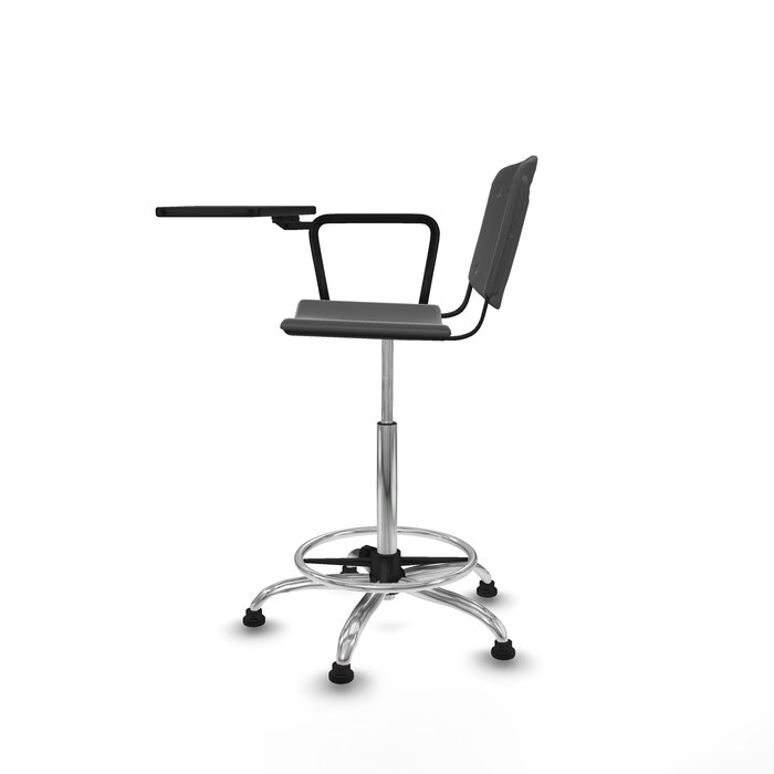 Taburete Robledo con mecanismo Giratorio de PVC color Gris oscuro. Equipado con Base cromada, No aplicay Topes