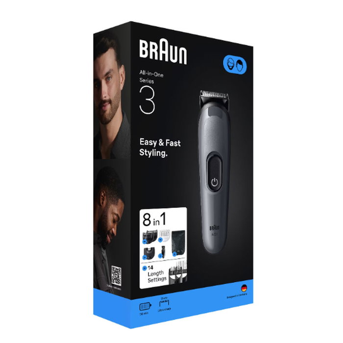 Afeitadora Recargable Ergonómica Multifunción 8 en 1 Braun 8 Piezas