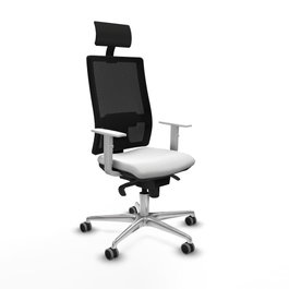 PIQUERAS Y CRESPO Silla de oficina Horna con mecanismo Sincro, Blanco y Negro