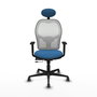 PIQUERAS Y CRESPO Silla de oficina Jorquera con mecanismo Sincro/Traslack, Azul claro y Blanco