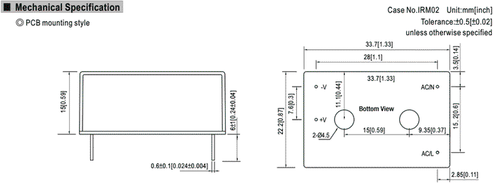 MEAN WELL Convertidor AC/DC 1W 9VDC IRM-01-9 MEAN WELL Convertidor AC/DC 1W 9VDC IRM-01-9