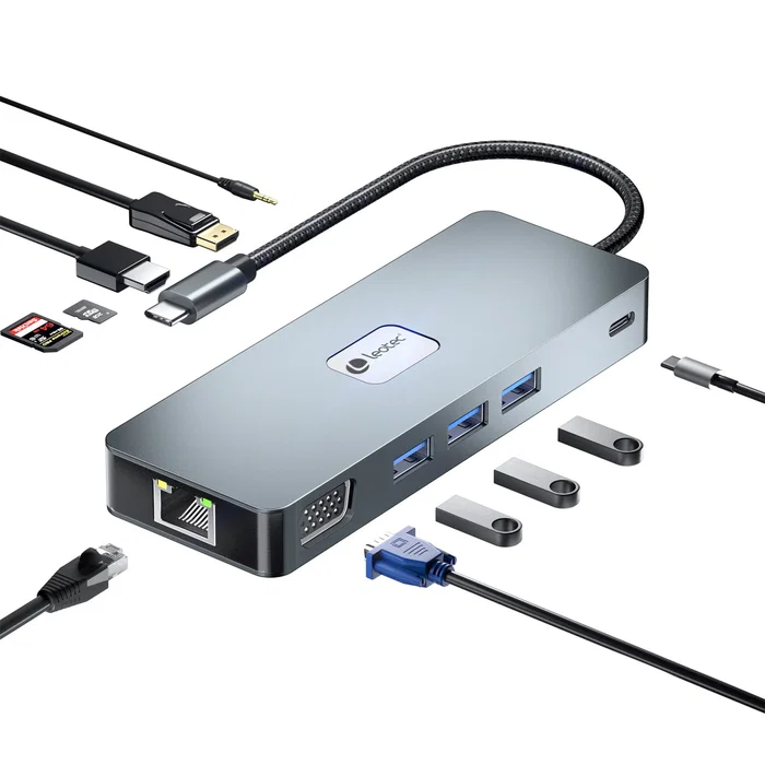 Leotec Docking Station 11 en 1 Plus LEDS03 Gris Leotec Docking Station 11 en 1 Plus LEDS03 Gris