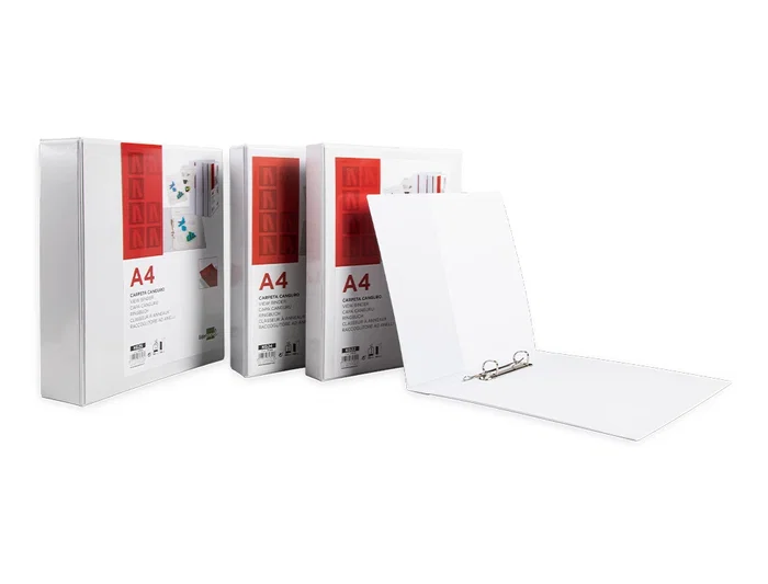 Liderpapel Carpeta Canguro 2 Anillas Mixtas 55mm A4 Plástico Blanco