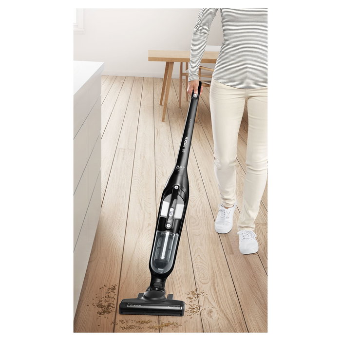 Bosch BBH32101 Aspiradora Escoba 2 en 1 Sin Bolsa Negra a Bateria de 21.6V con Cepillo para Tapicería y Boquilla Estrecha