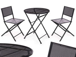 IBERGARDEN Set Mesa y 2 Sillas Negro 96x60x22.5 cm