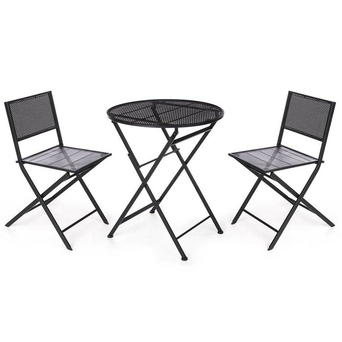 IBERGARDEN Set de mesa y 2 sillas Negro