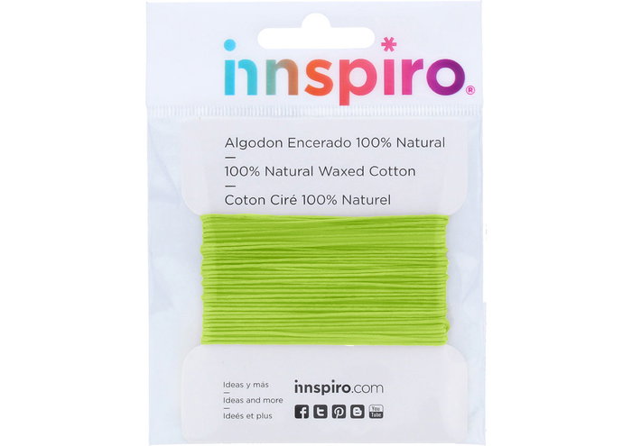 Innspiro Cordón de algodón encerado verde claro 1,0mm 5m Innspiro Cordón de algodón encerado verde claro 1,0mm 5m