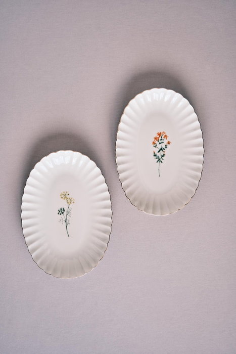 Hermia BNLZF24KYS24012673 Juego de Fuentes de Porcelana (2 Piezas) 24 x 19 cm