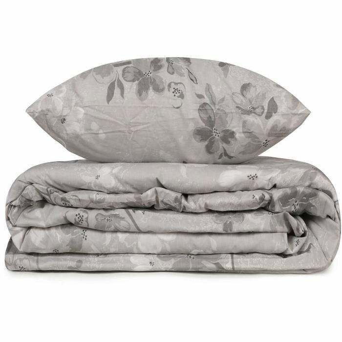 Aucune Juego de cama Gris 100% algodón reforzado con funda nórdica y 2 fundas de almohada