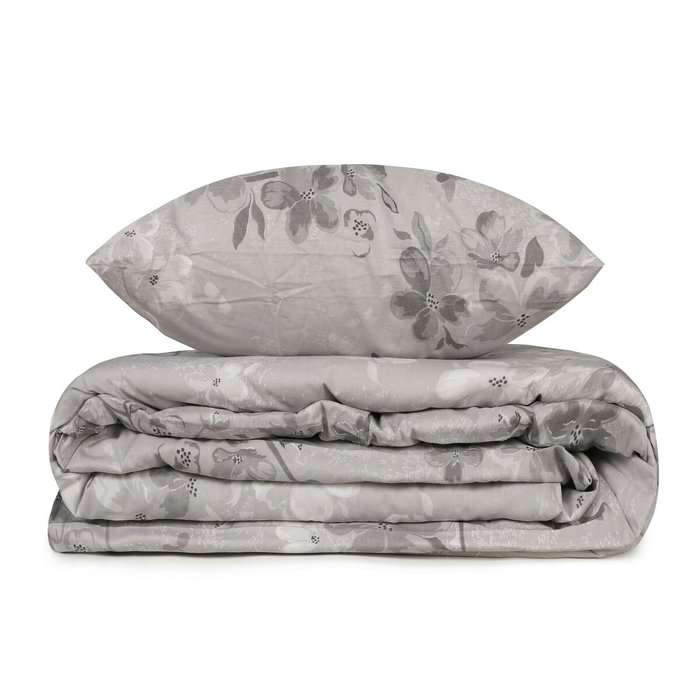Aucune Juego de cama Gris 100% algodón reforzado con funda nórdica y 2 fundas de almohada