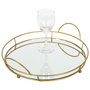 Home Deco Factory Bandeja Con Base Espejo Con Asas Alambre Dorado Colección Lounge Medidas 28x4cm