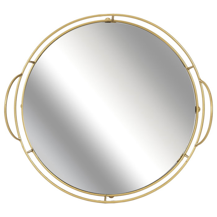 Home Deco Factory Bandeja Con Base Espejo Con Asas Alambre Dorado Colección Lounge Medidas 28x4cm