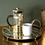 Home Deco Factory Bandeja Con Base Espejo Con Asas Alambre Dorado Colección Lounge Medidas 28x4cm
