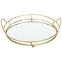 Home Deco Factory Bandeja Con Base Espejo Con Asas Alambre Dorado Colección Lounge Medidas 28x4cm
