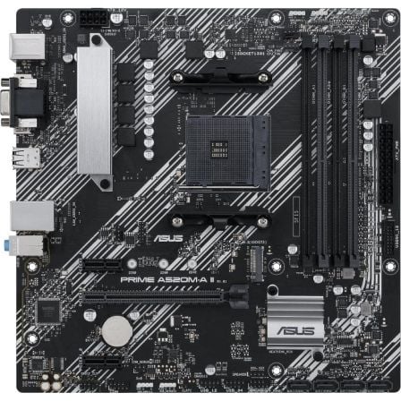 ASUS Placa Base PRIME A520M-A II/CSM Socket AM4 Micro-ATX, AMD A520, DDR4, PCIe 3.0, M.2, HDMI, DisplayPort, RGB Aura Sync, Soporte Ryzen 5000/4000/3000