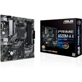 ASUS Placa Base PRIME A520M-A II/CSM Socket AM4 Micro-ATX, AMD A520, DDR4, PCIe 3.0, M.2, HDMI, DisplayPort, RGB Aura Sync, Soporte Ryzen 5000/4000/3000