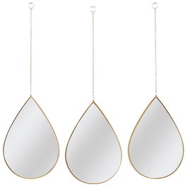 Home Deco Factory Juego De 3 Espejos Colgar Gota Lounge Polipropileno Vidrio Dorado