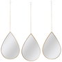 Home Deco Factory Juego De 3 Espejos Colgar Gota Lounge Polipropileno Vidrio Dorado