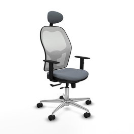 PIQUERAS Y CRESPO Silla de oficina Jorquera Gris y Blanca con mecanismo Sincro/Traslack