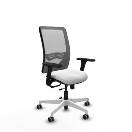 PIQUERAS Y CRESPO Silla de oficina Zulema con mecanismo Sincro/Traslack, Tela Blanca y Malla Gris