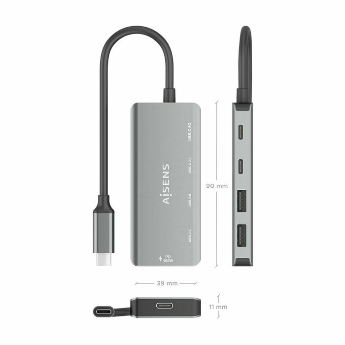 Aisens Hub USB 3.1 USB-C A109-0946 Gris