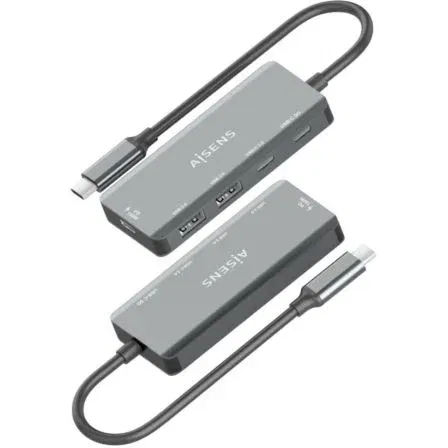 Aisens Hub USB-C A109-0946, 2xUSB, 2xUSB Tipo-C, 1xUSB Tipo-C PD 100W, Gris