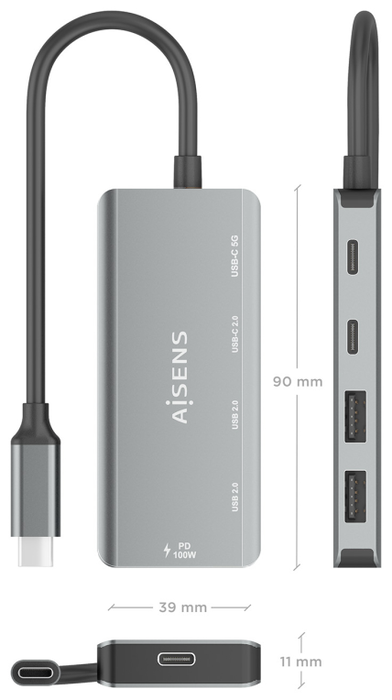 Aisens Hub USB 3.1 USB-C A109-0946 Gris