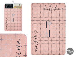 Alfombra Cocina KINVARA Cuisine 40x60 cm Rosa y Negro (Set de 24)