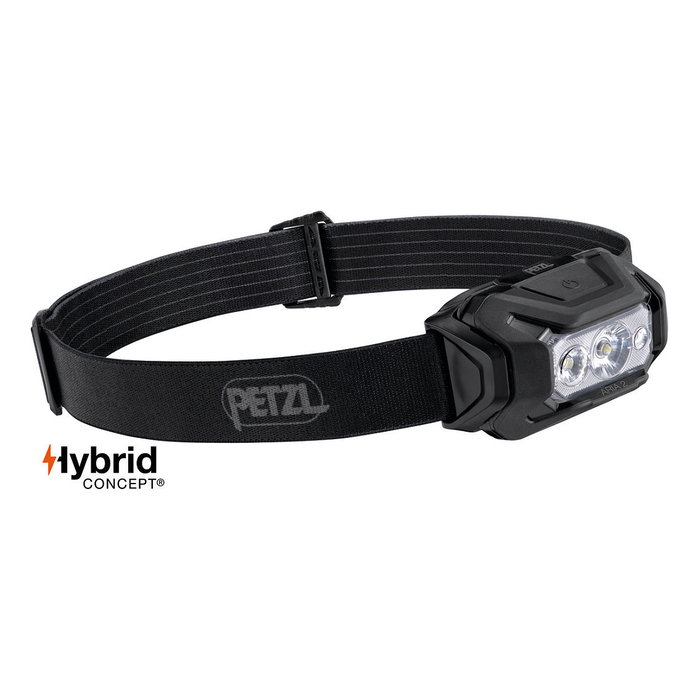 Petzl ARIA 2 RGB Linterna Frontal Negra, Iluminación RGB, 450 Lm, LED, IP67, 5 Modos, Recargable, 106g