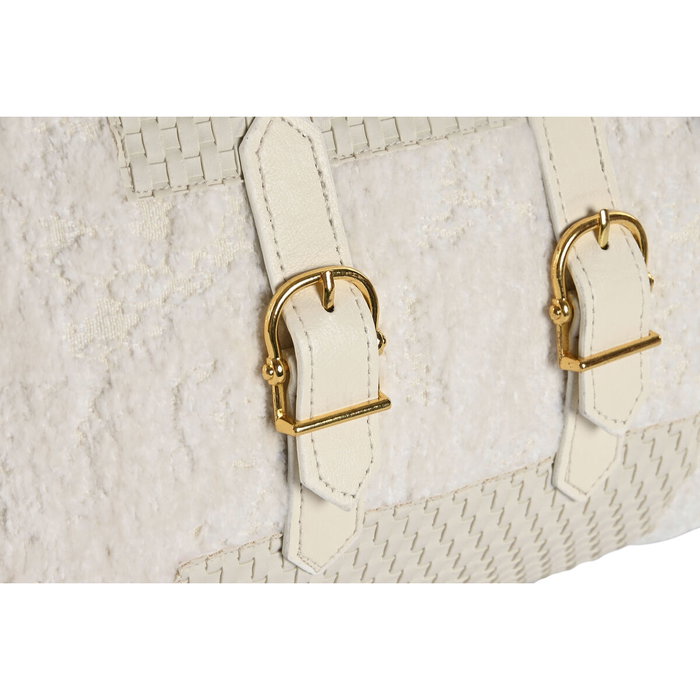 DKD Home Decor Cojín Jacquard y PU con Hebilla Blanco
