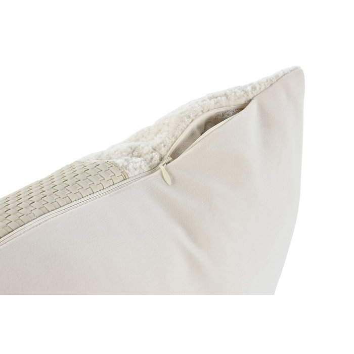 DKD Home Decor Cojín Jacquard y PU con Hebilla Blanco