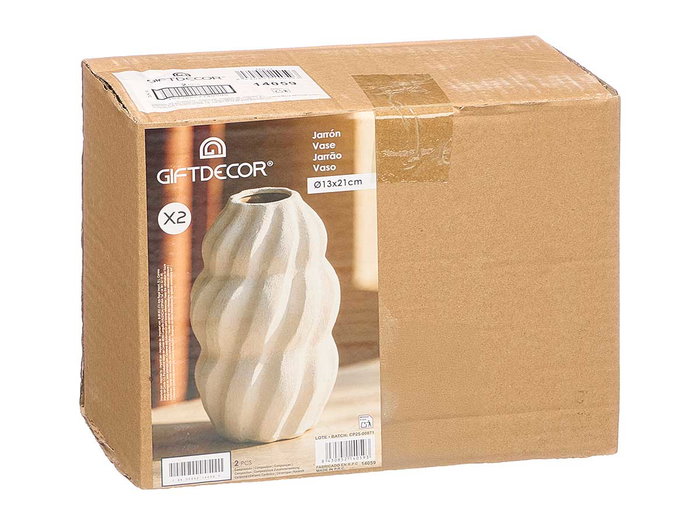 Giftdecor Jarrón Sahara Espiral Blanco Mediano Giftdecor Jarrón Sahara Espiral Blanco Mediano