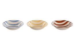 DKD Home Decor Set de 6 Platos Hondos de Loza con Diseño de Rayas Surtido
