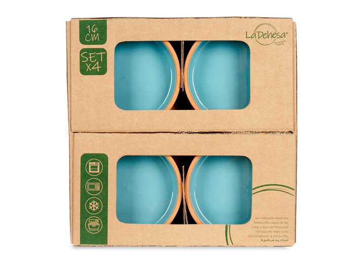 La Dehesa Set 4 Cazuelas Barro 16 cm Color Azul Aqua Aqua (Set de 6) La Dehesa Set 4 Cazuelas Barro 16 cm Color Azul Aqua Aqua (Set de 6)