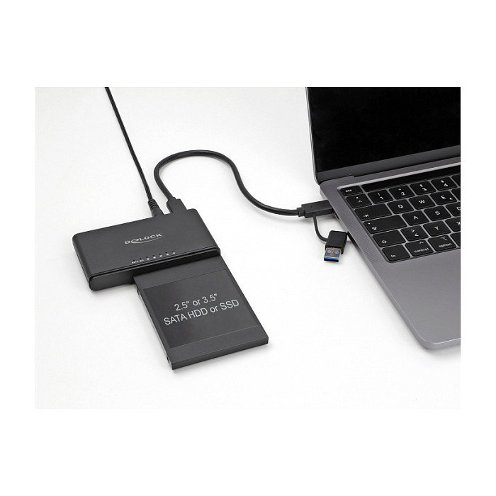 DeLOCK Convertidor USB Type-C para 1 x M.2 NVMe SSD + 1 x SATA SSD/HDD con función de clonación