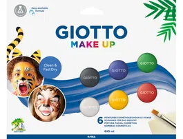 Giotto Pintura Facial Set 6 Botes 5 ml Colores Clásicos + Pincel Cosmético y Esponja