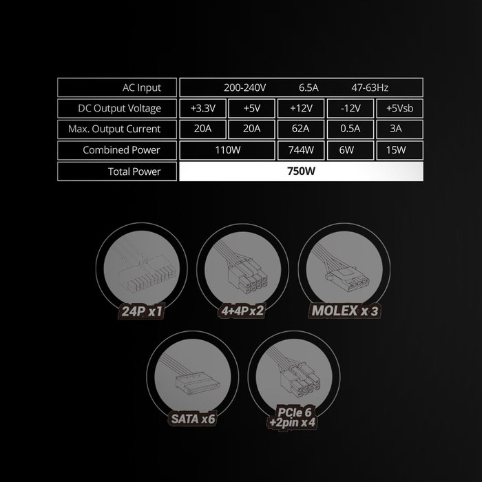 Mars Gaming MPZE750SIM 750W 80 Plus Silver Blanca Modular