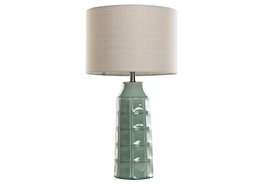 DKD Home Decor Lámpara de Sobremesa de Gres y Lino Verde y Beige