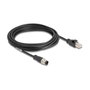 DeLOCK Cable Ethernet M12 D-codificado 4 Pin a RJ45 5 m Negro
