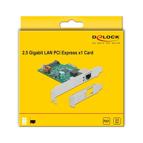DeLOCK RTL8125 Tarjeta de Red PCI Express x1 LAN 2.5 Gigabit Ethernet RJ45 PoE+ para PC Interna