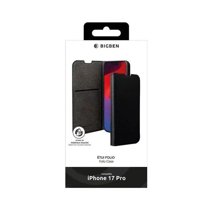 BBC Funda tipo libro para iPhone 17 Pro - 65 % GRS - Negra