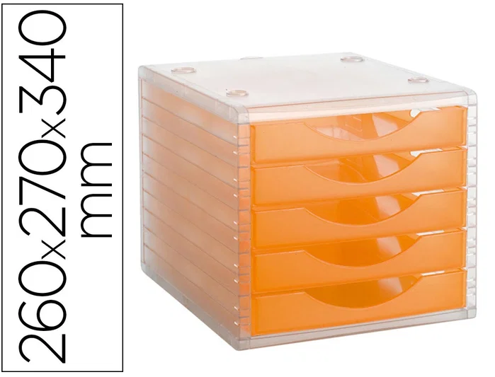 ARCHIVOTEC Módulo de 5 cajones traslúcidos cristal/naranja ARCHIVOTEC Módulo de 5 cajones traslúcidos cristal/naranja